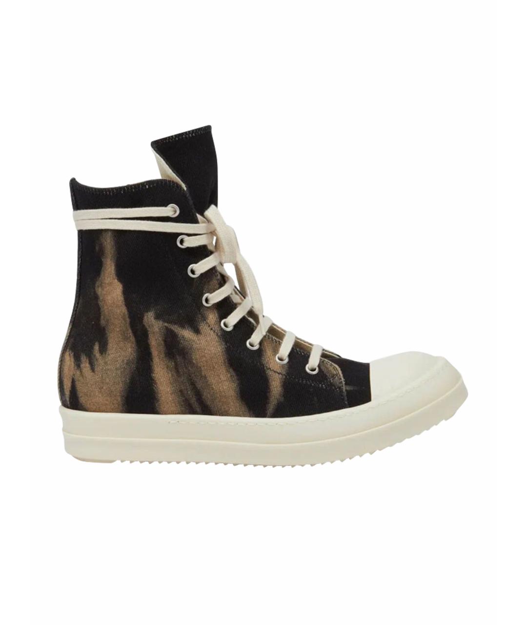 RICK OWENS DRKSHDW Черные текстильные высокие кроссовки / кеды, фото 1