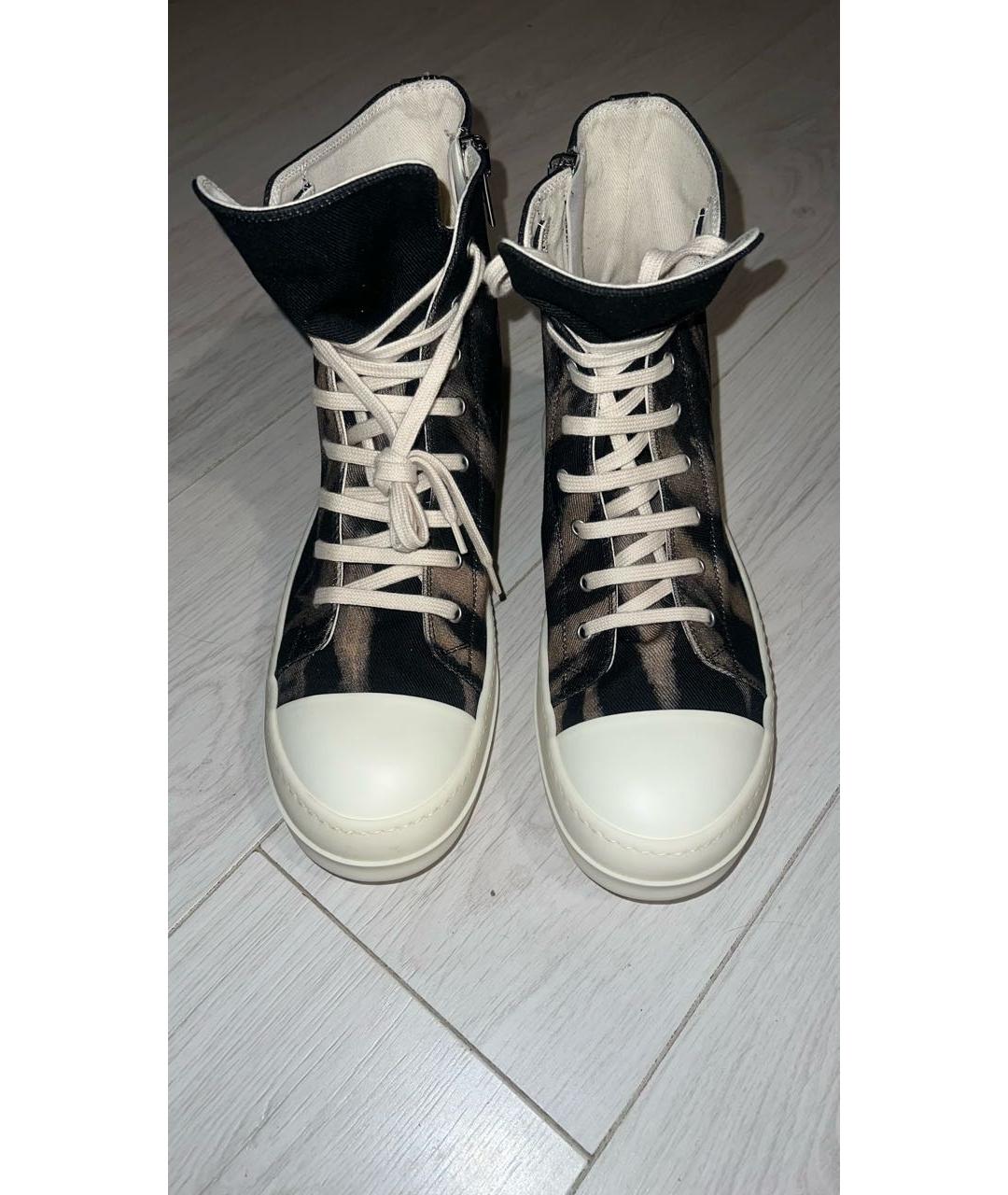 RICK OWENS DRKSHDW Черные текстильные высокие кроссовки / кеды, фото 2