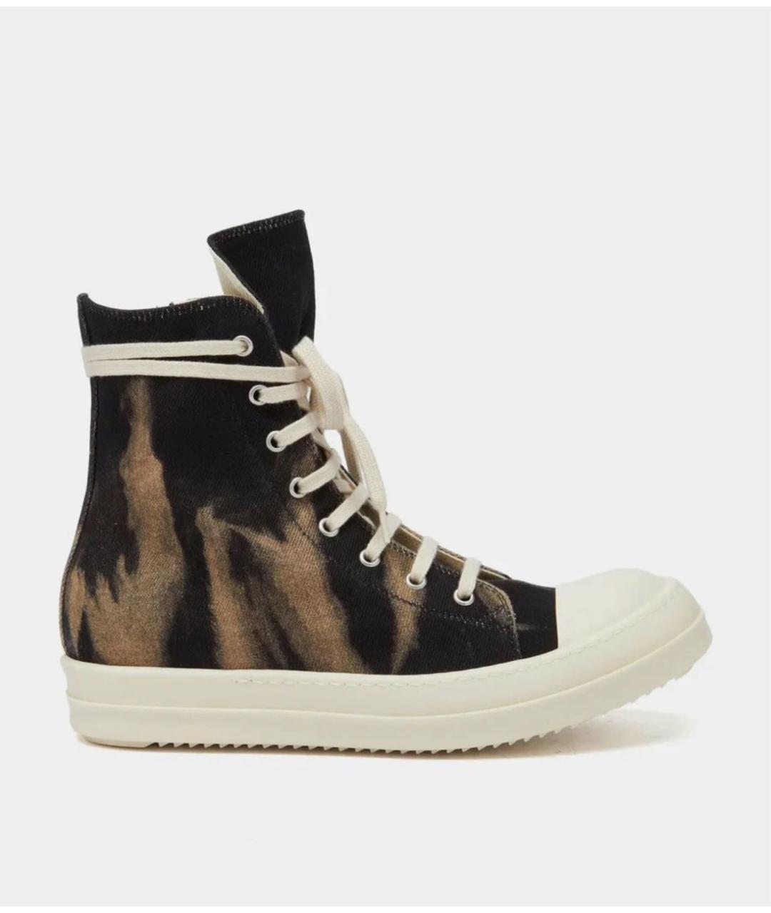 RICK OWENS DRKSHDW Черные текстильные высокие кроссовки / кеды, фото 4