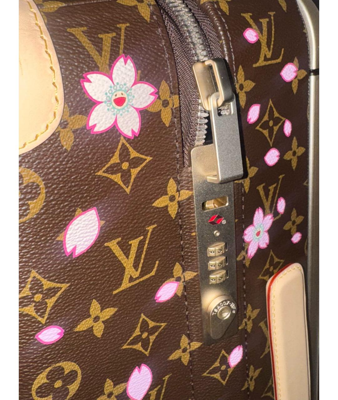 LOUIS VUITTON Коричневый кожаный чемодан, фото 6