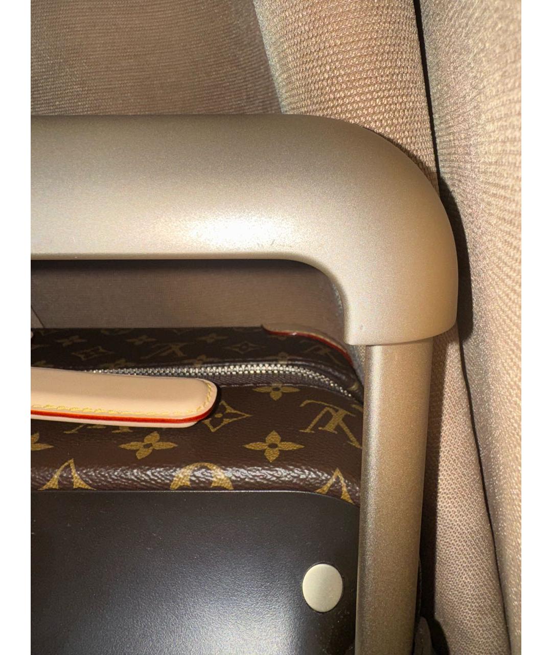 LOUIS VUITTON Коричневый кожаный чемодан, фото 5
