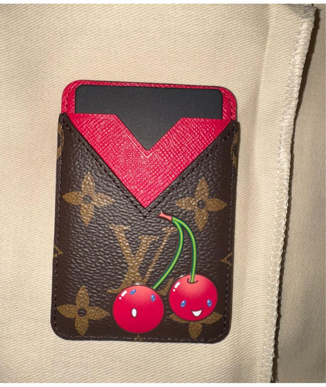 LOUIS VUITTON Коричневая кожаная визитница, фото 3