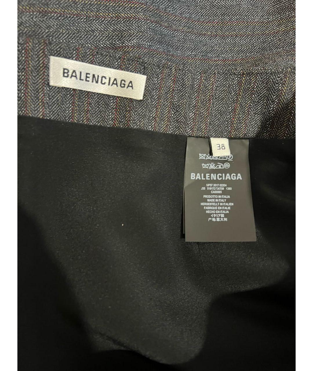 BALENCIAGA Серая шерстяная юбка миди, фото 3