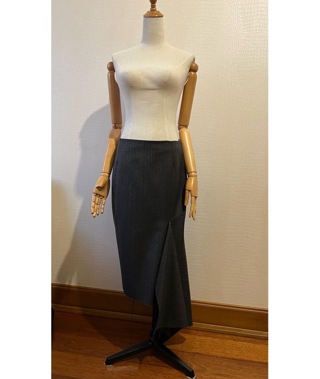 BALENCIAGA Серая шерстяная юбка миди, фото 4