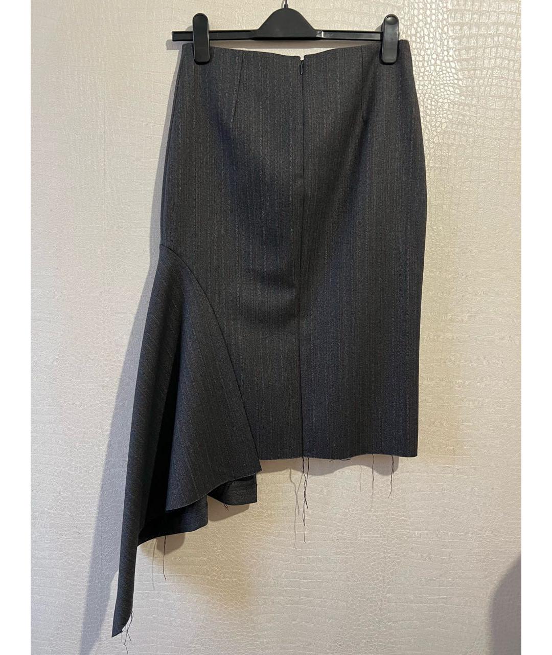 BALENCIAGA Серая шерстяная юбка миди, фото 2