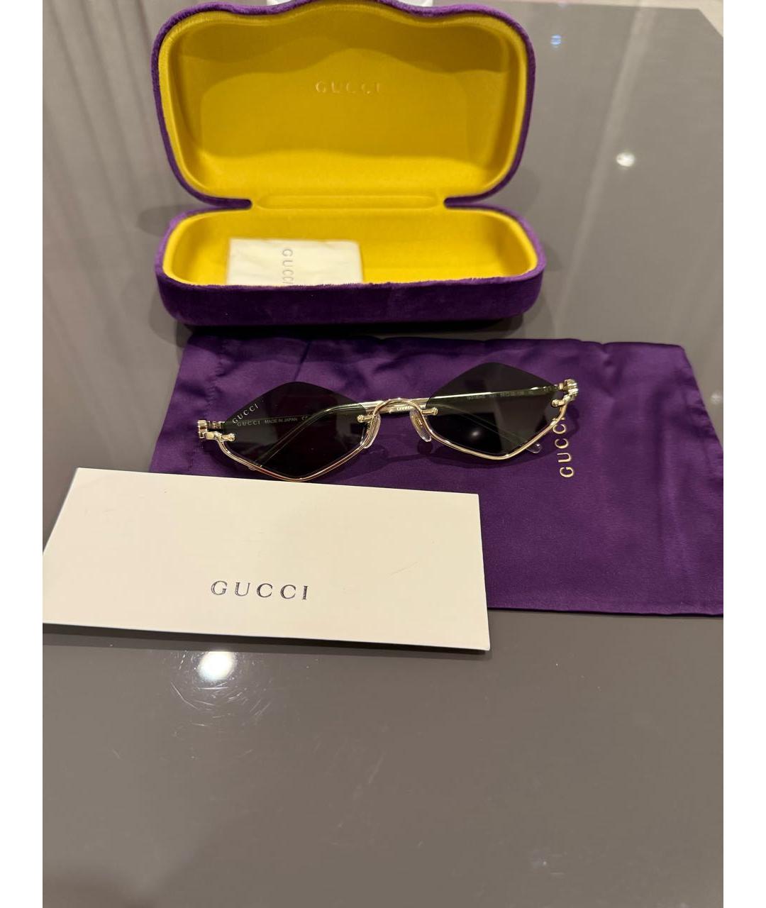 GUCCI Антрацитовые металлические солнцезащитные очки, фото 4