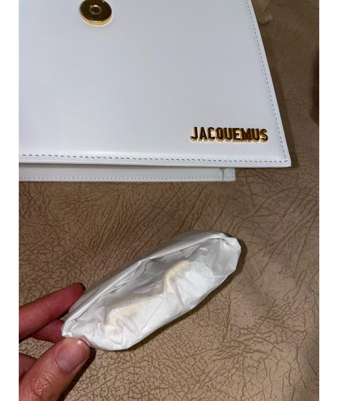 JACQUEMUS Белая кожаная сумка с короткими ручками, фото 7