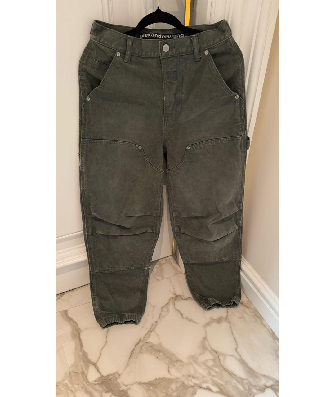 ALEXANDER WANG Хаки хлопковые прямые джинсы, фото 3