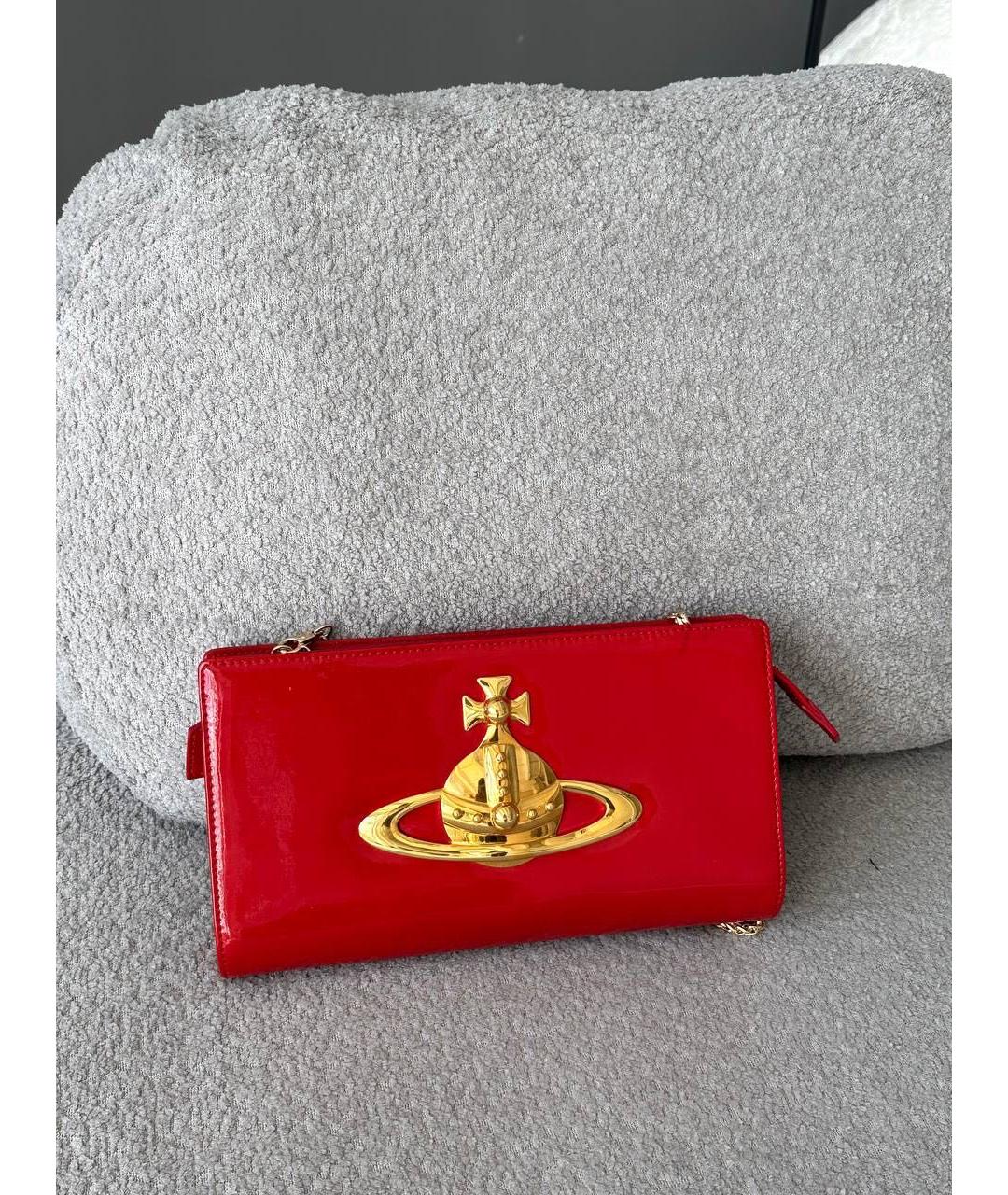 VIVIENNE WESTWOOD Красная кожаная сумка с короткими ручками, фото 3