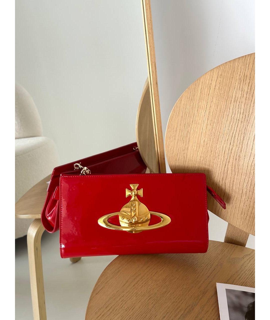 VIVIENNE WESTWOOD Красная кожаная сумка с короткими ручками, фото 9