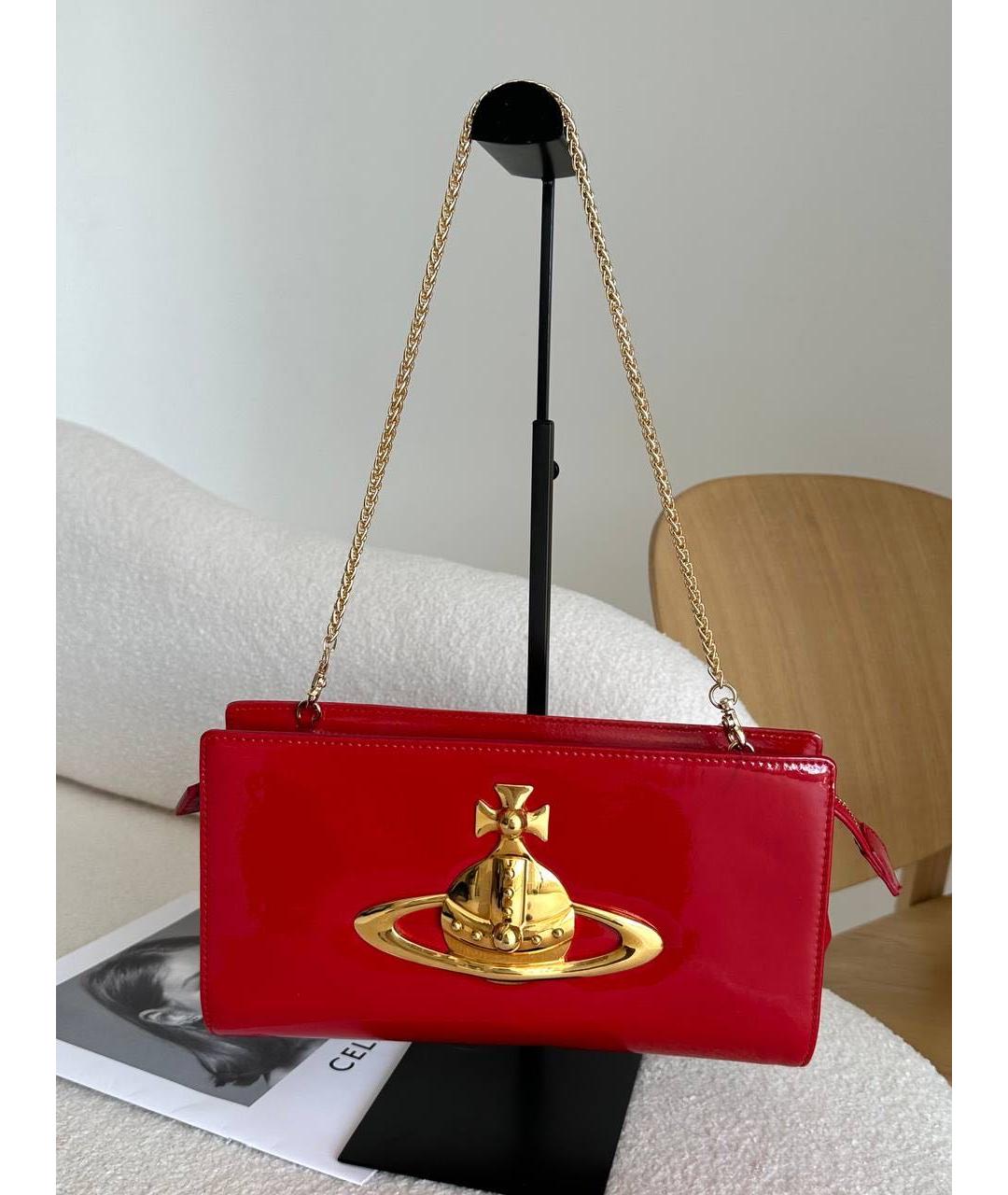 VIVIENNE WESTWOOD Красная кожаная сумка с короткими ручками, фото 6