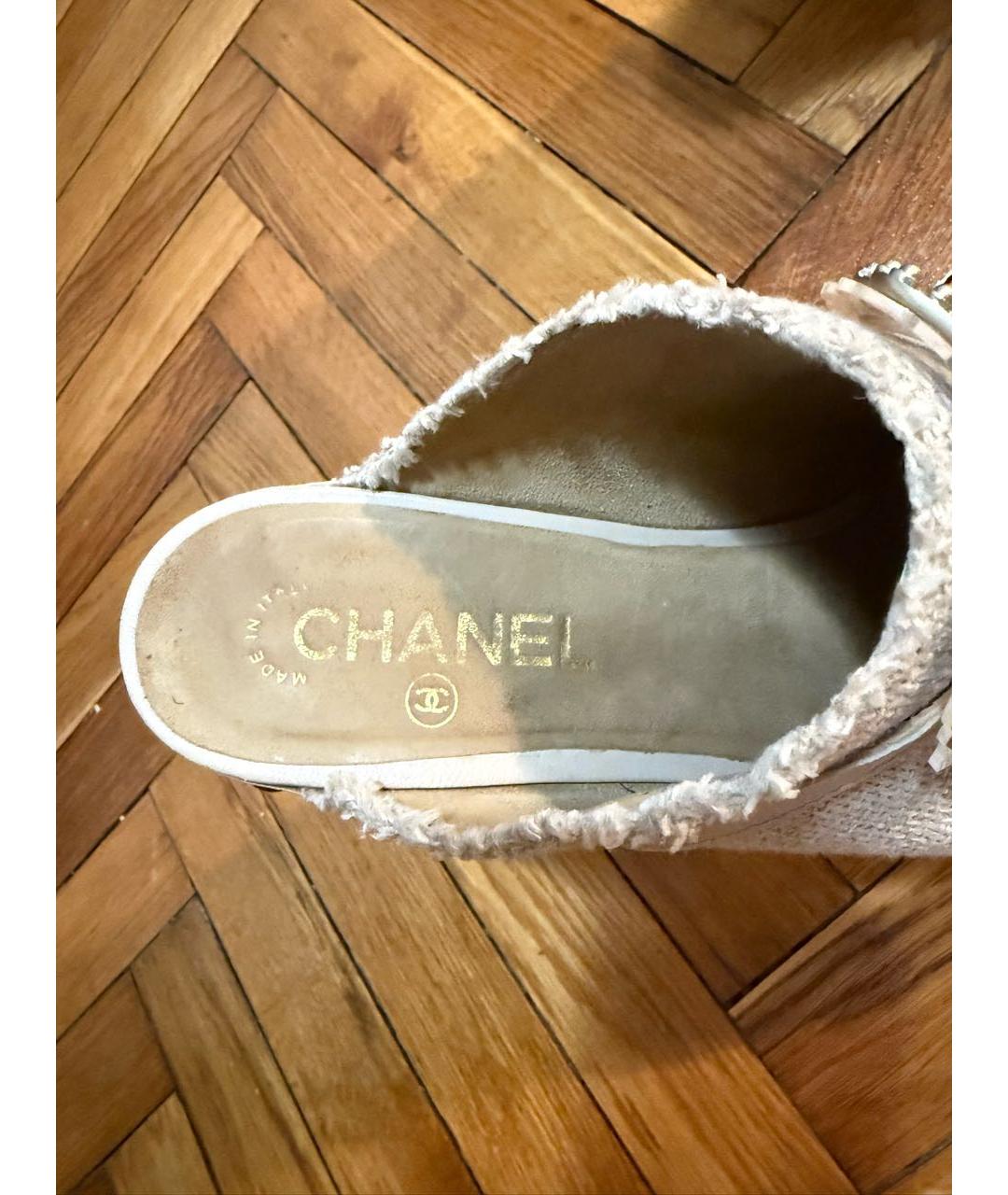 CHANEL Бежевые текстильные сабо, фото 3