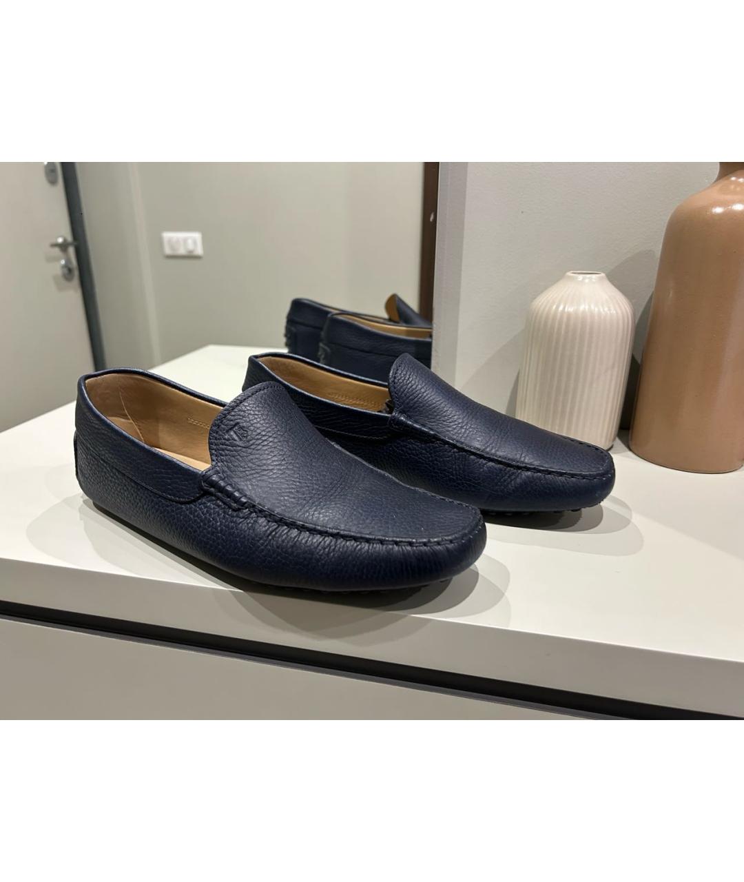 TOD'S Темно-синие кожаные мокасины, фото 3