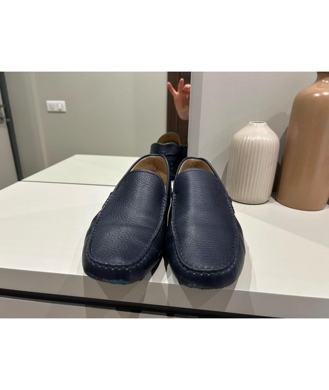 TOD'S Темно-синие кожаные мокасины, фото 2