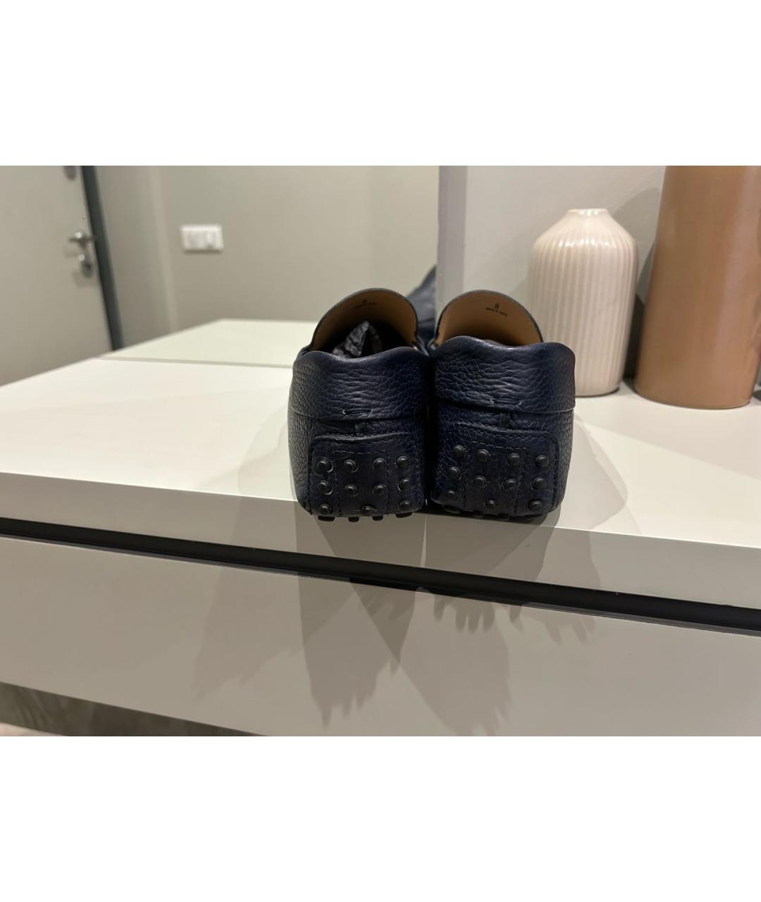 TOD'S Темно-синие кожаные мокасины, фото 4