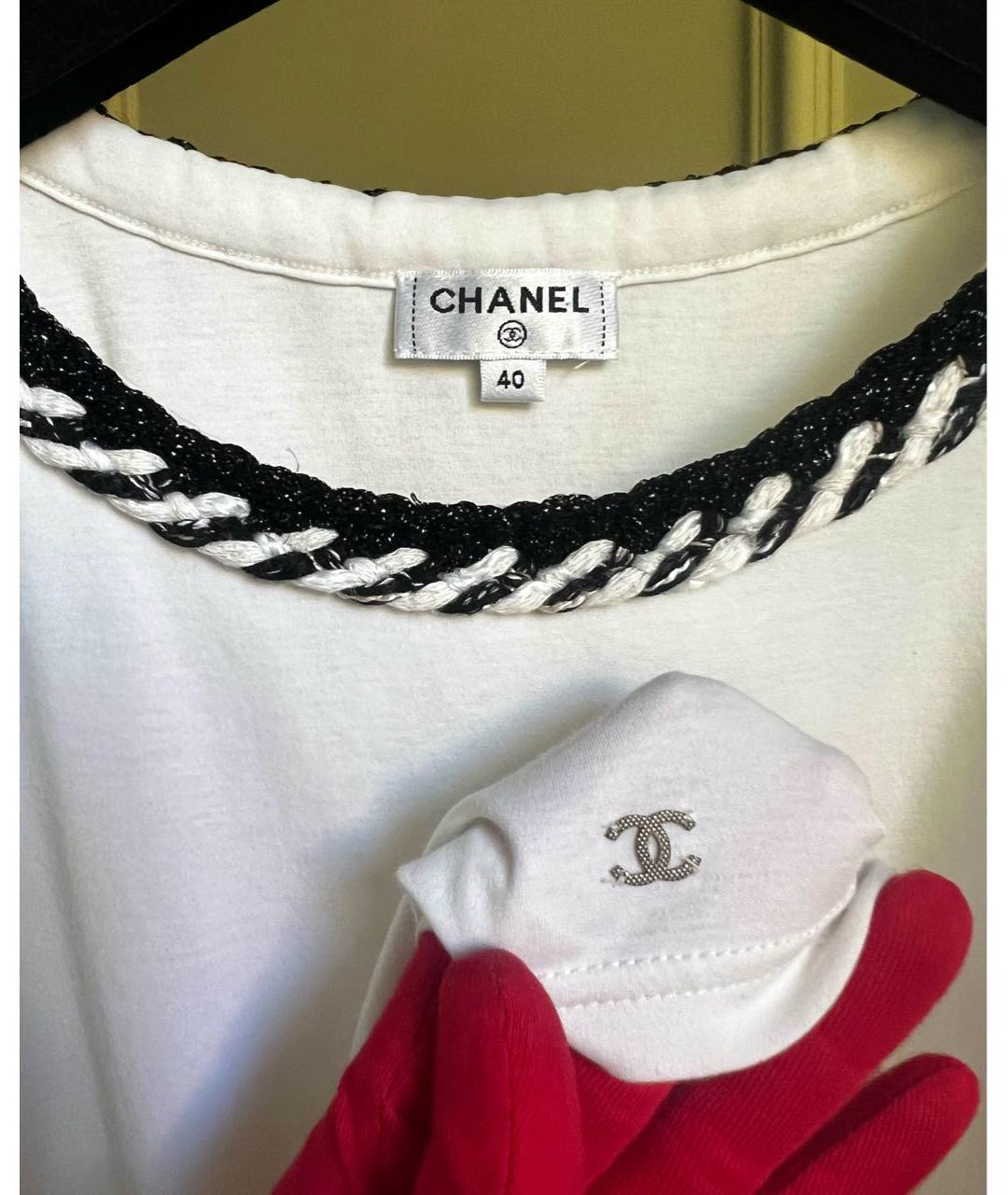 CHANEL Белая хлопковая футболка, фото 4