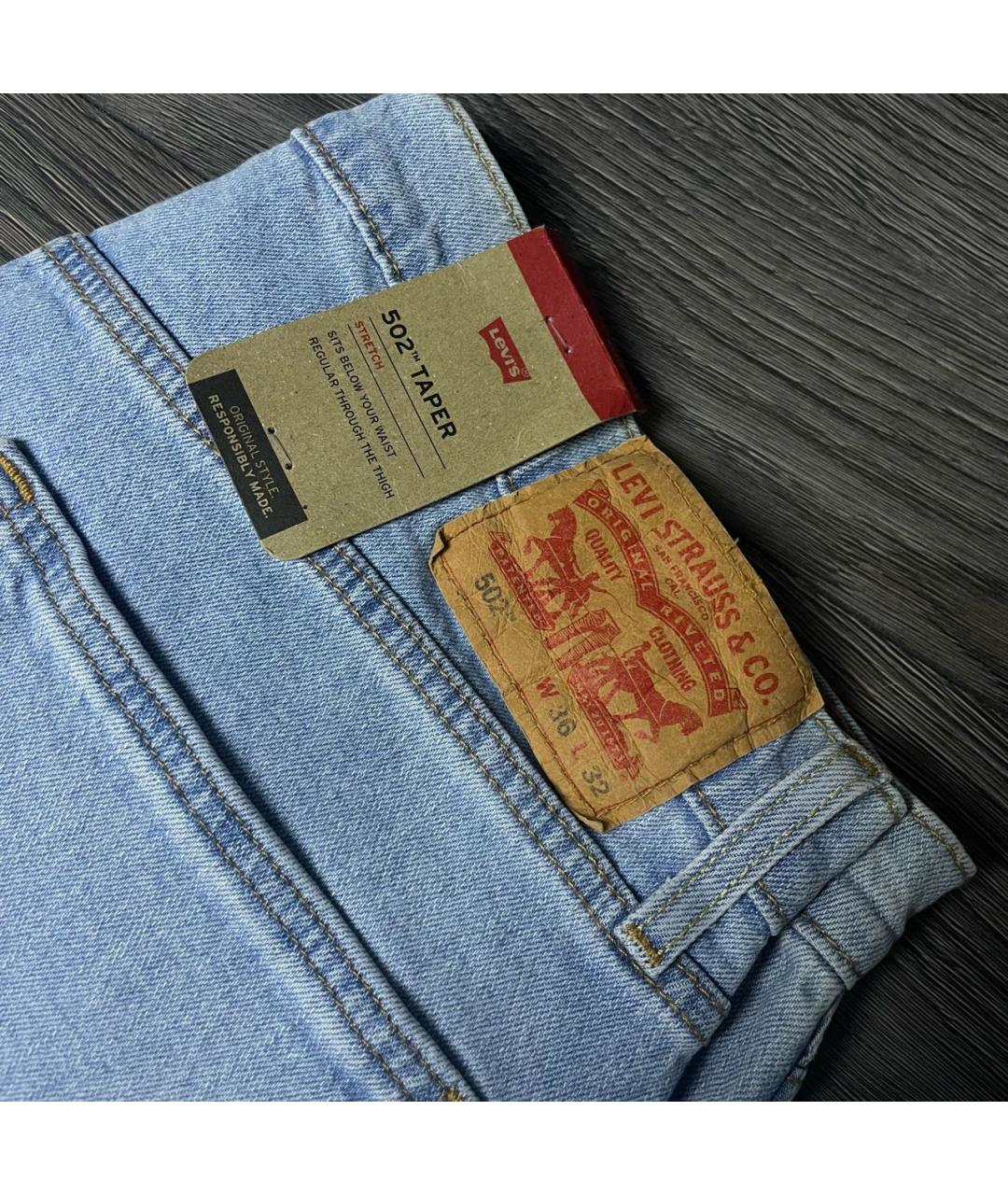 LEVI'S Голубые хлопковые прямые джинсы, фото 4