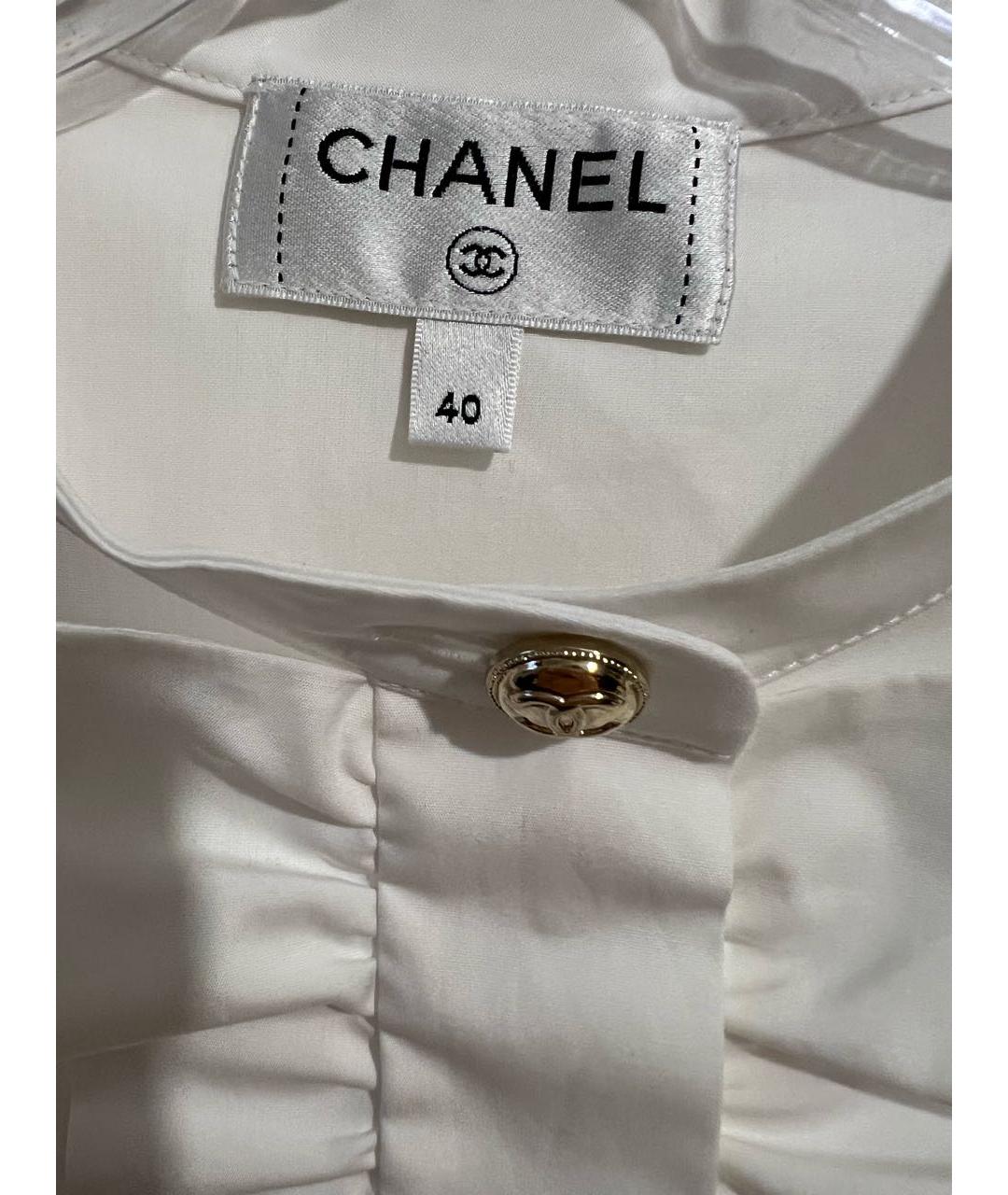 CHANEL Белая хлопковая блузы, фото 3