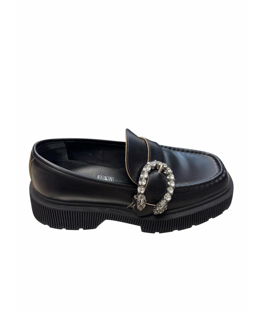 GUCCI Черные кожаные лоферы, фото 1