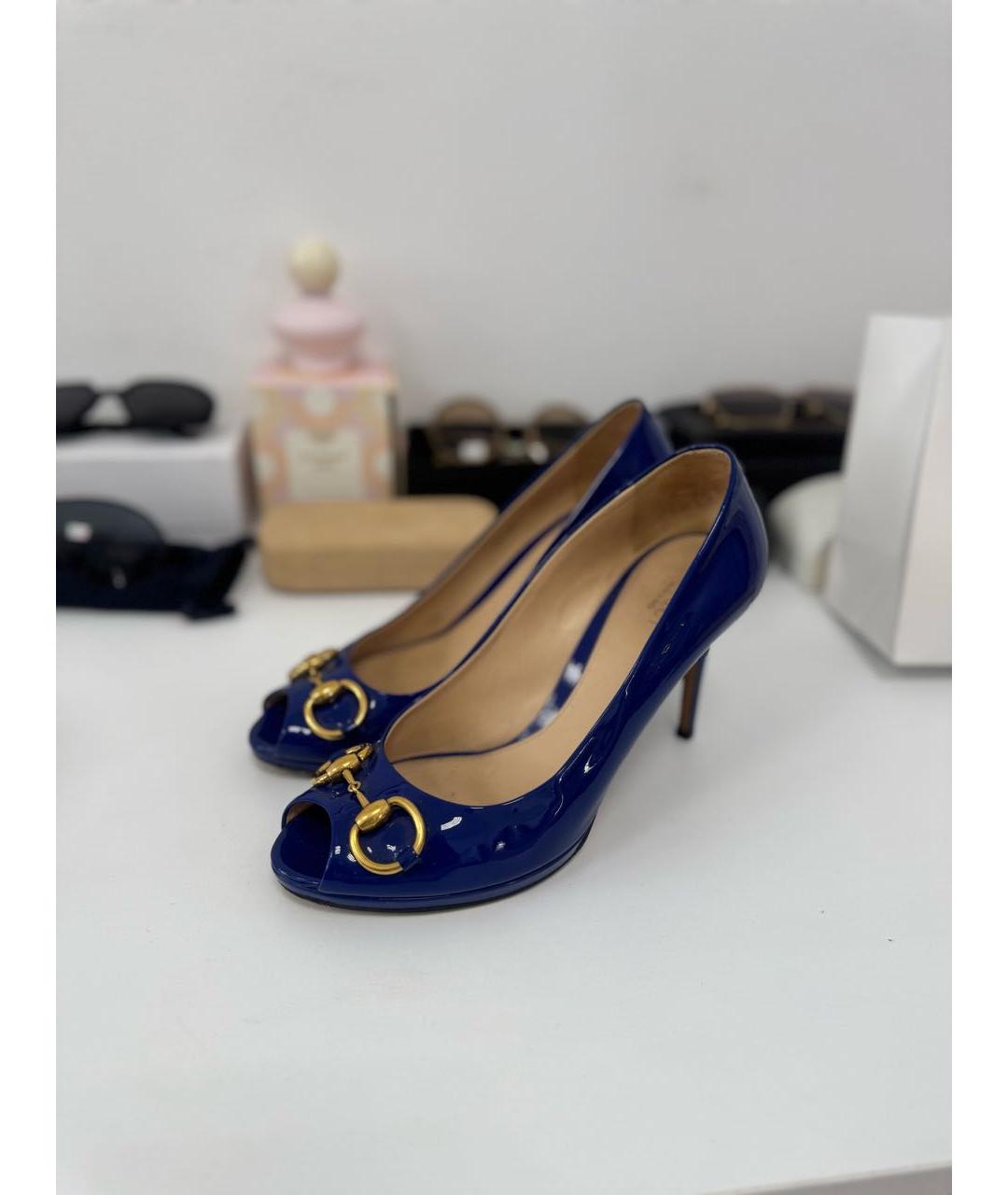 GUCCI Синие туфли из лакированной кожи, фото 4