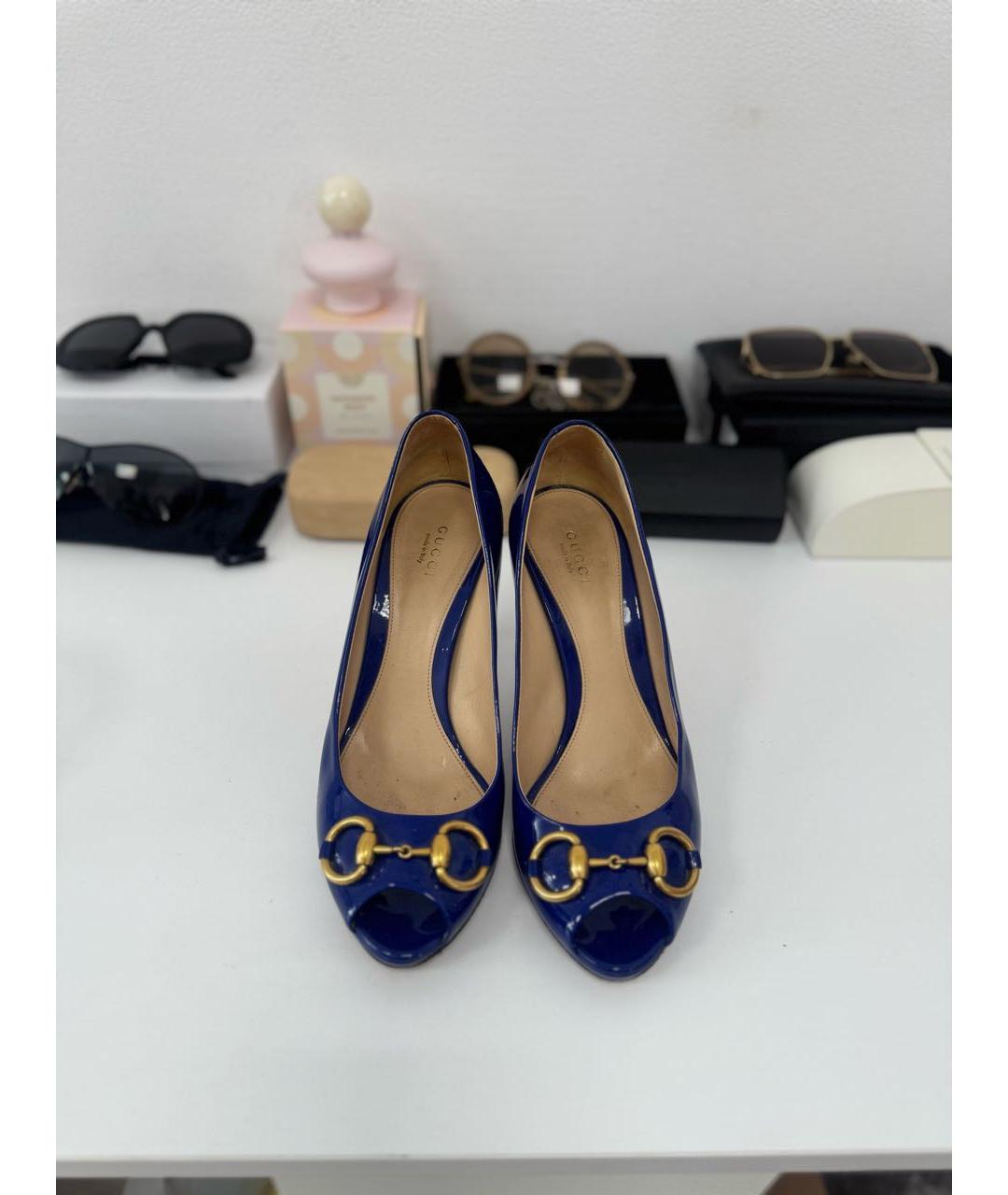 GUCCI Синие туфли из лакированной кожи, фото 3