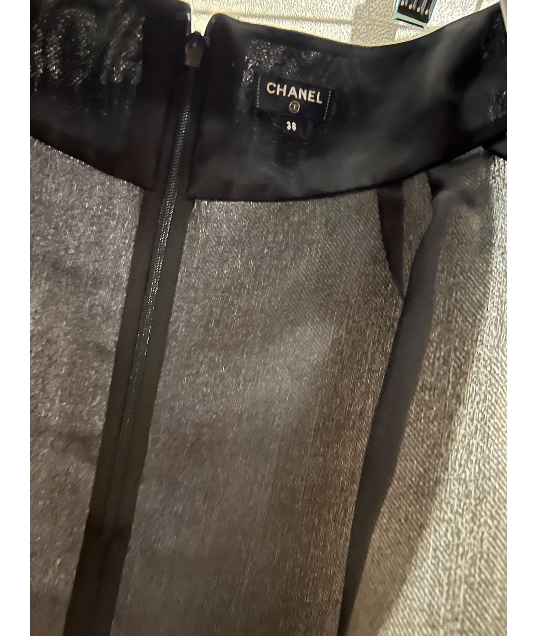 CHANEL BEAUTY Черная шелковая юбка миди, фото 6