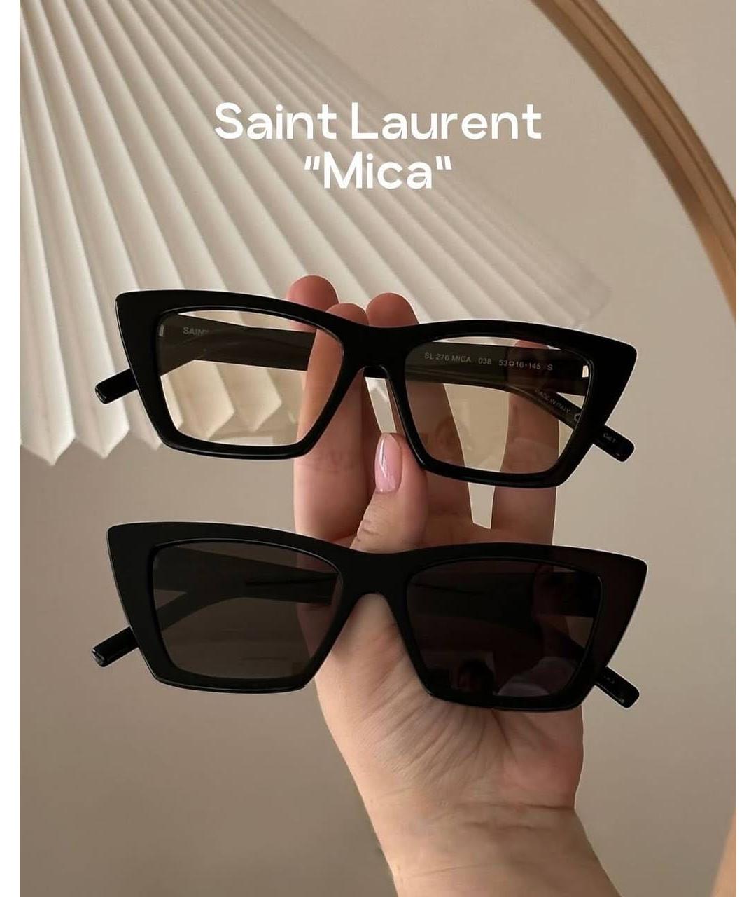 SAINT LAURENT Черные пластиковые солнцезащитные очки, фото 3