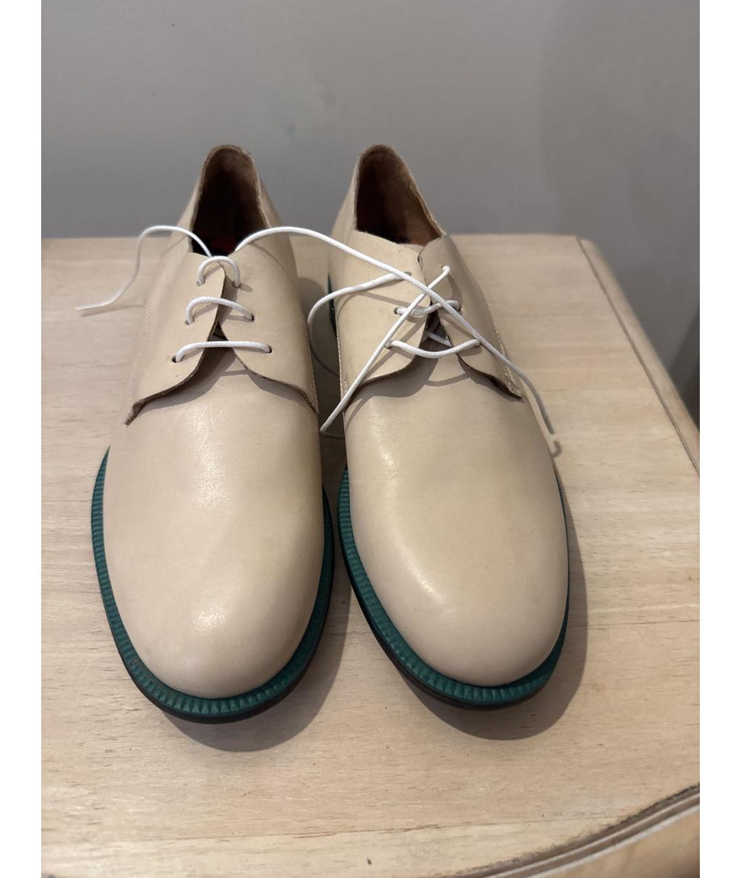 PAUL SMITH Бежевые кожаные лоферы, фото 5