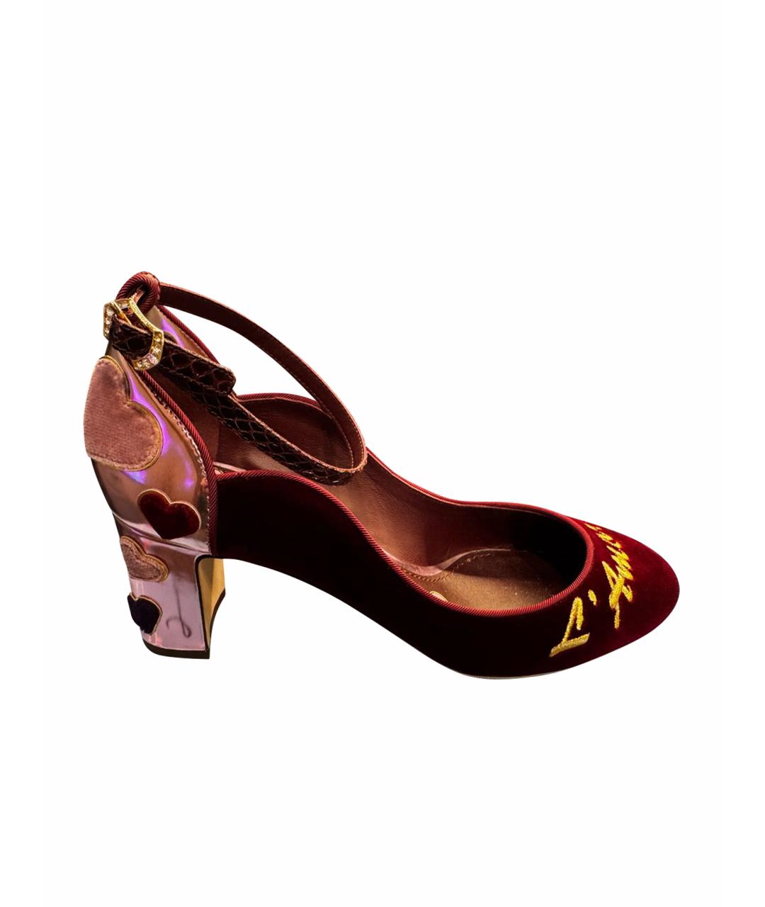 DOLCE&GABBANA Бордовые бархатные туфли, фото 1
