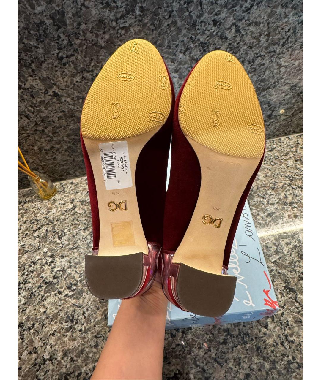 DOLCE&GABBANA Бордовые бархатные туфли, фото 4
