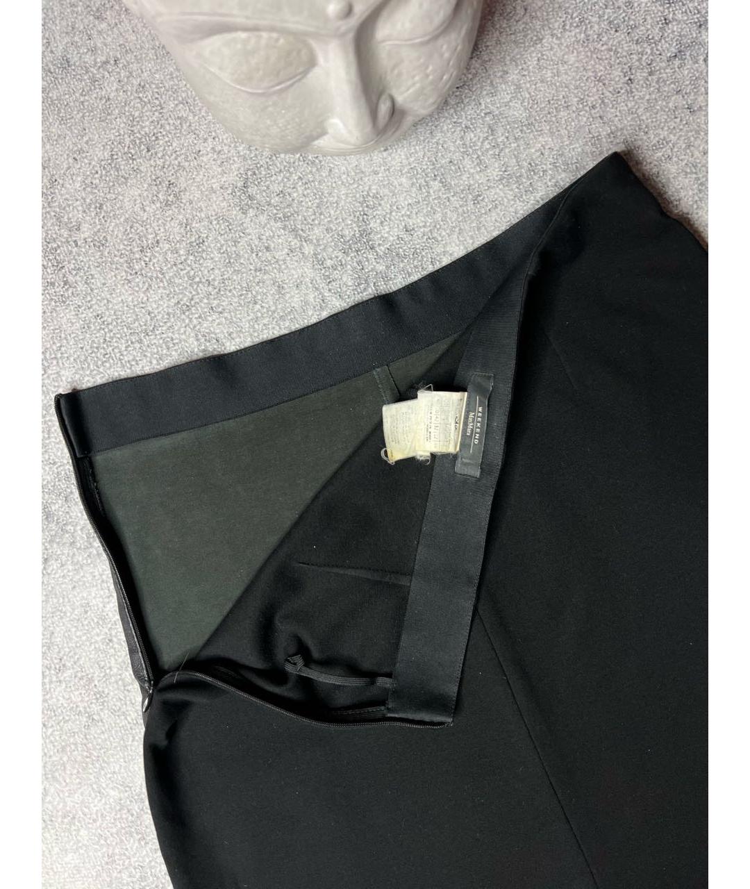 WEEKEND MAX MARA Черная кожаная юбка миди, фото 5