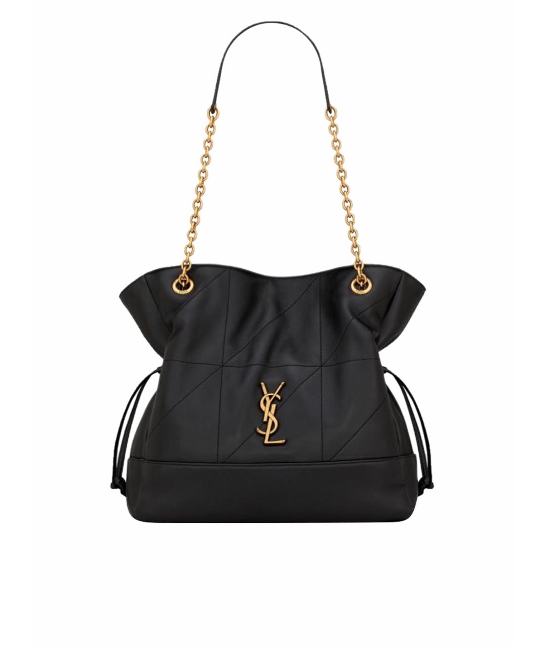 SAINT LAURENT Черная кожаная сумка тоут, фото 1