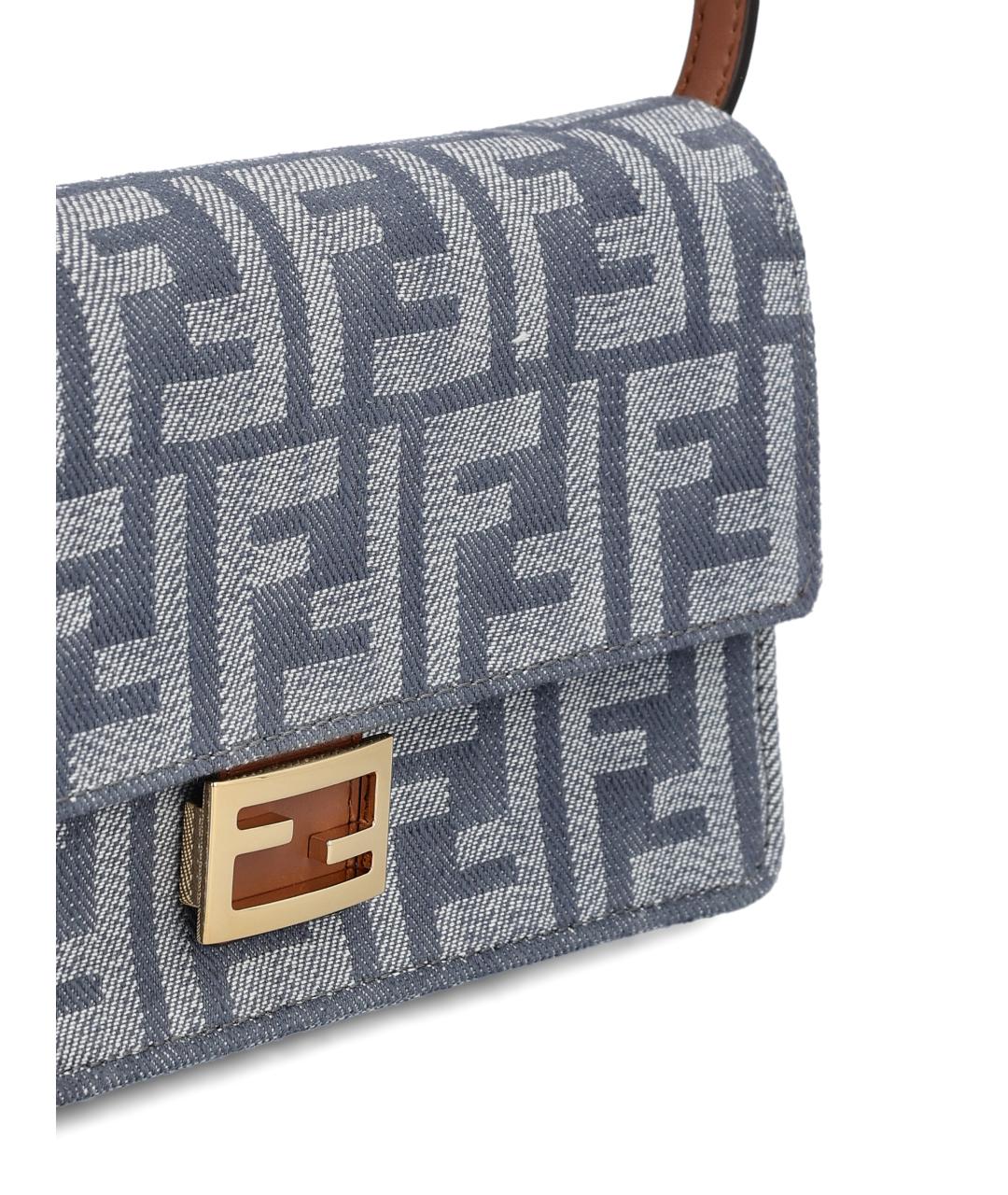 FENDI Синяя жаккардовая сумка через плечо, фото 3