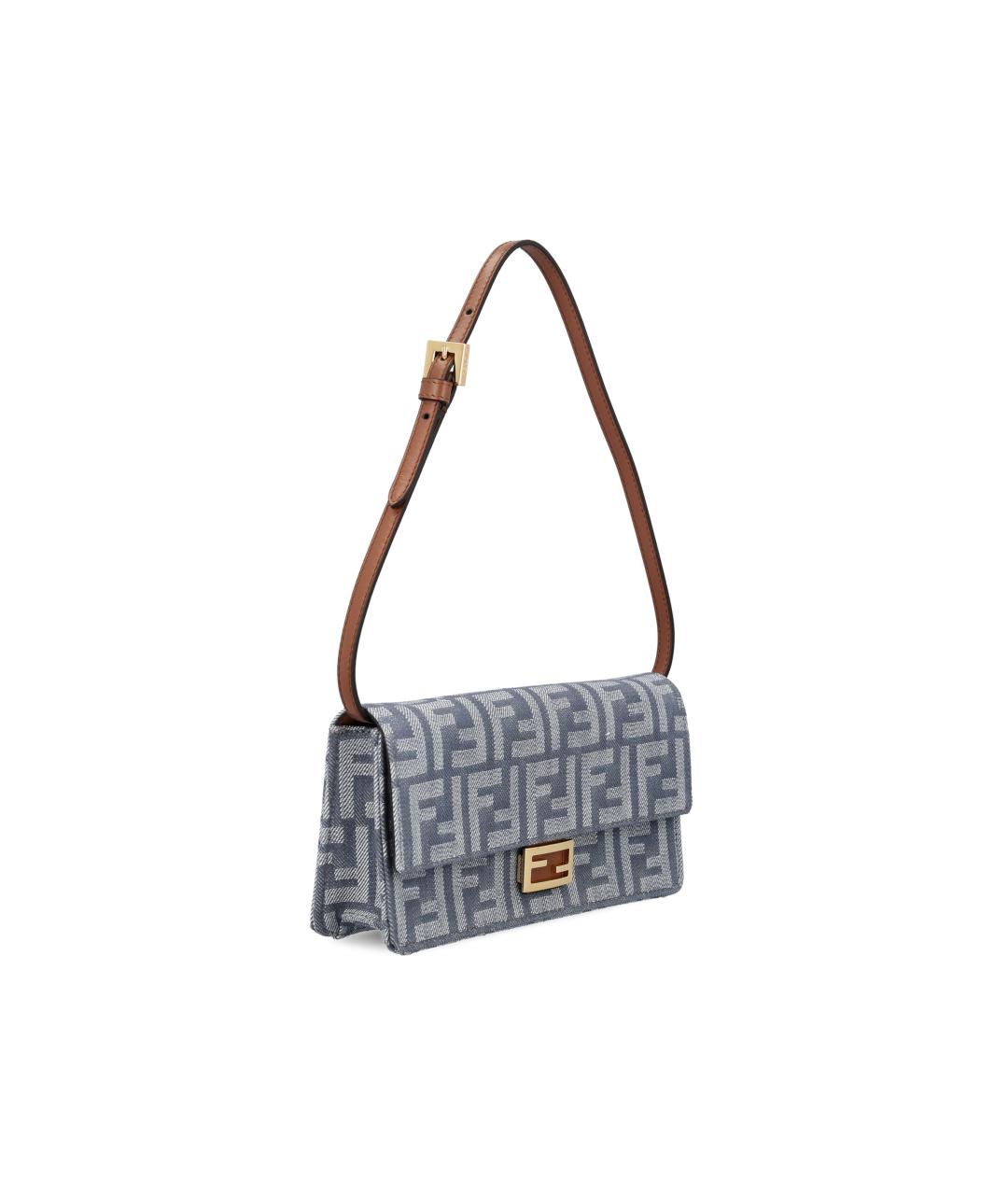 FENDI Синяя жаккардовая сумка через плечо, фото 2