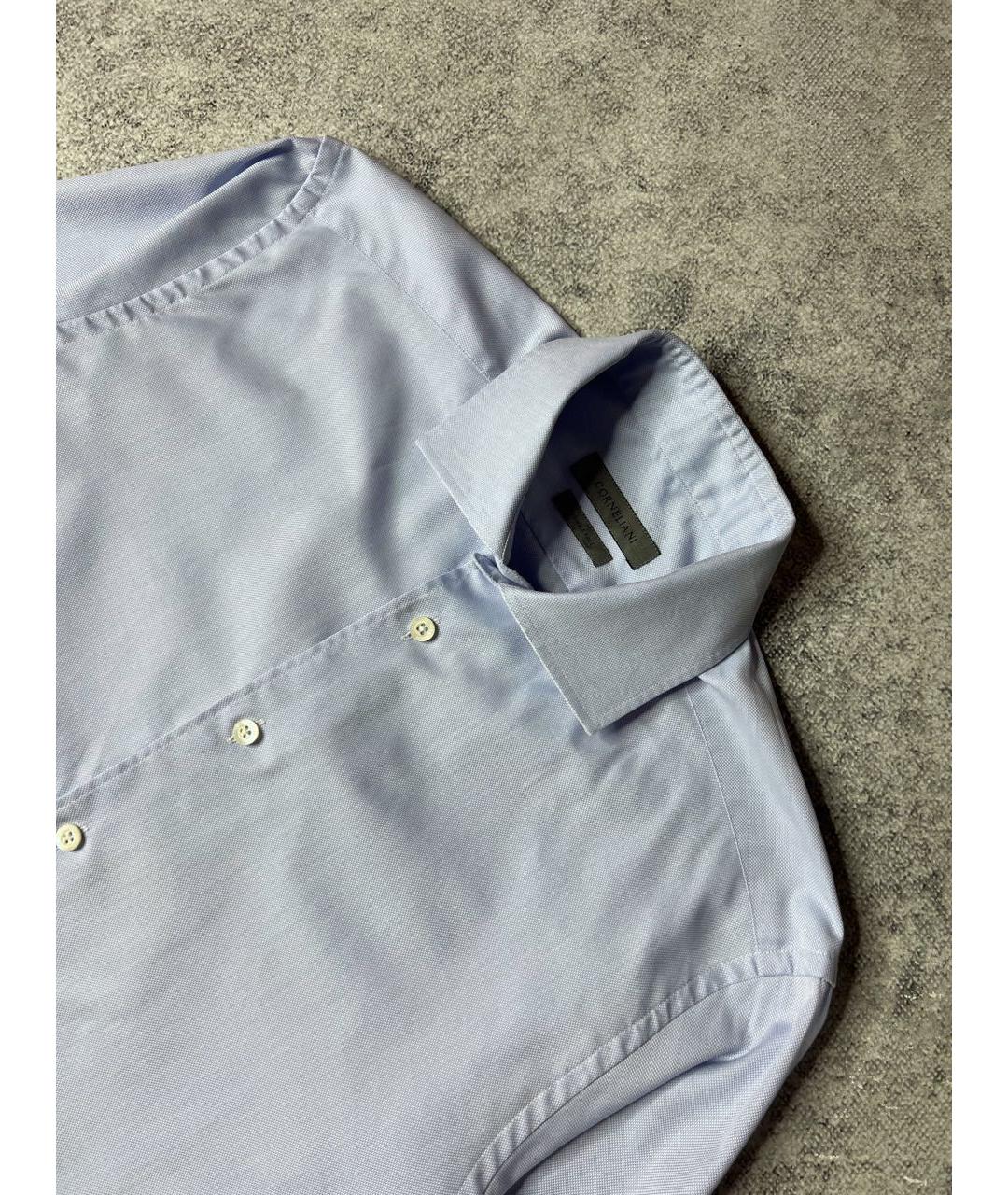 CORNELIANI Голубая хлопковая классическая рубашка, фото 5