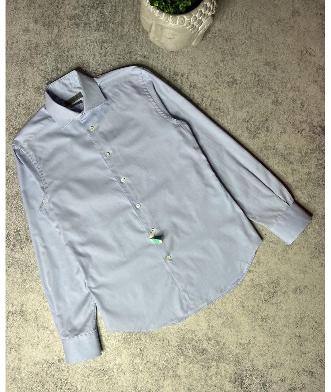 CORNELIANI Голубая хлопковая классическая рубашка, фото 9