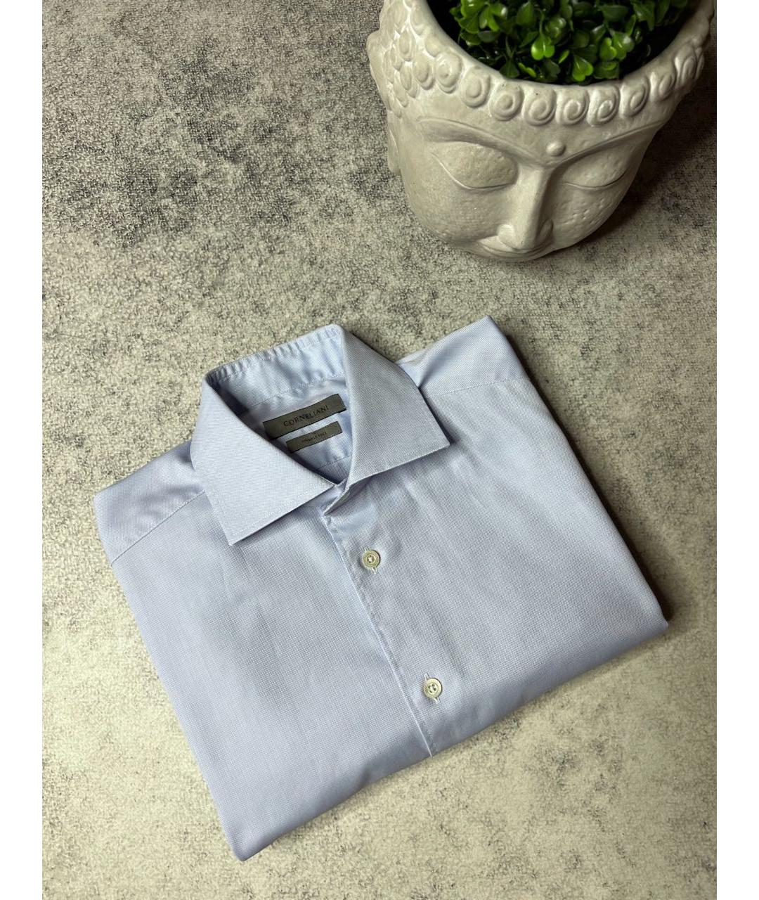 CORNELIANI Голубая хлопковая классическая рубашка, фото 2
