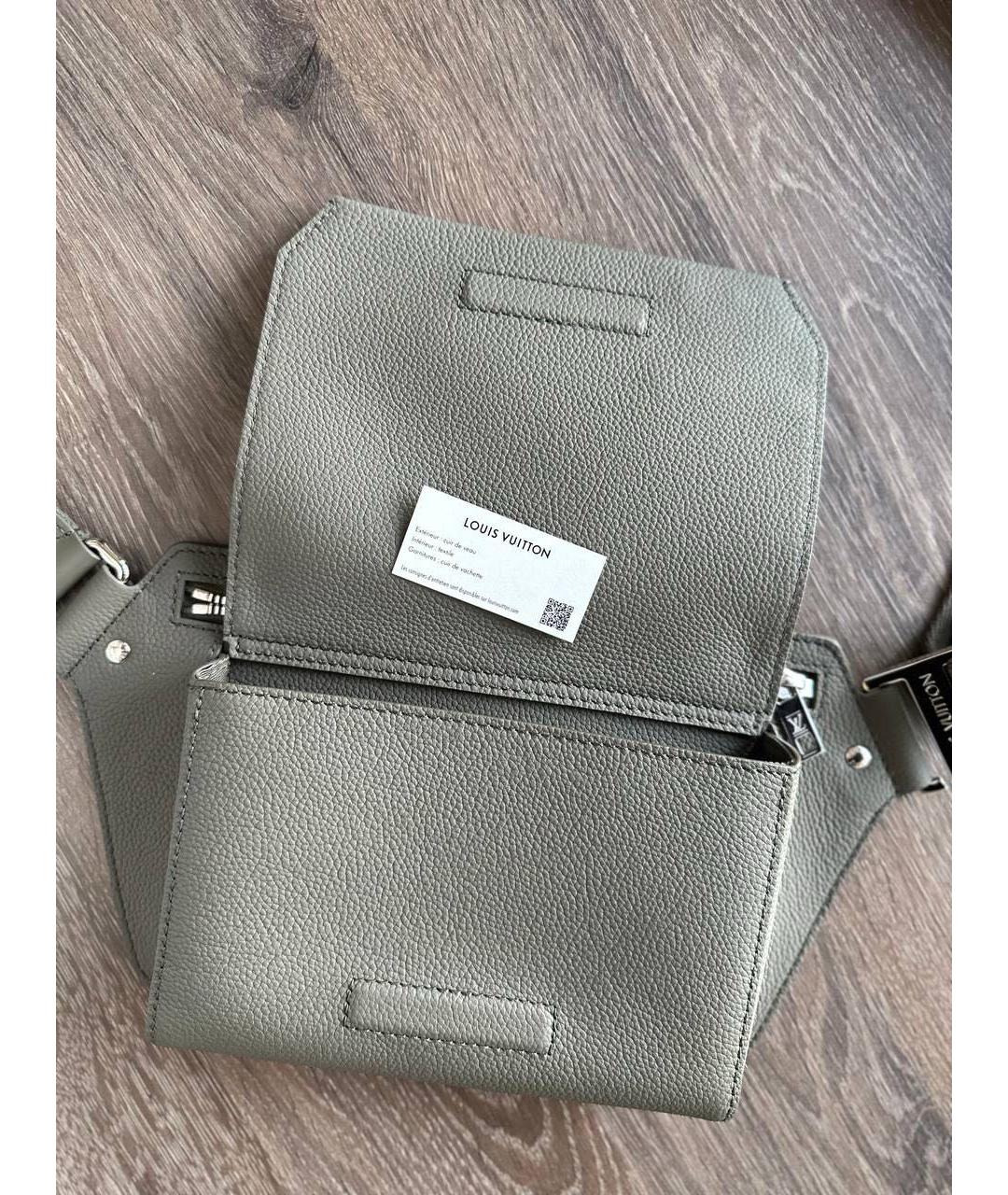 LOUIS VUITTON Хаки кожаная сумка на плечо, фото 3