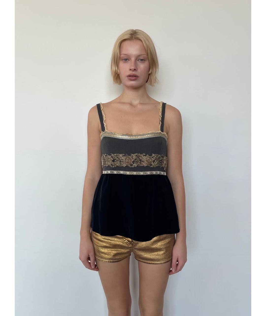 MIU MIU Темно-синяя бархатная майка, фото 4