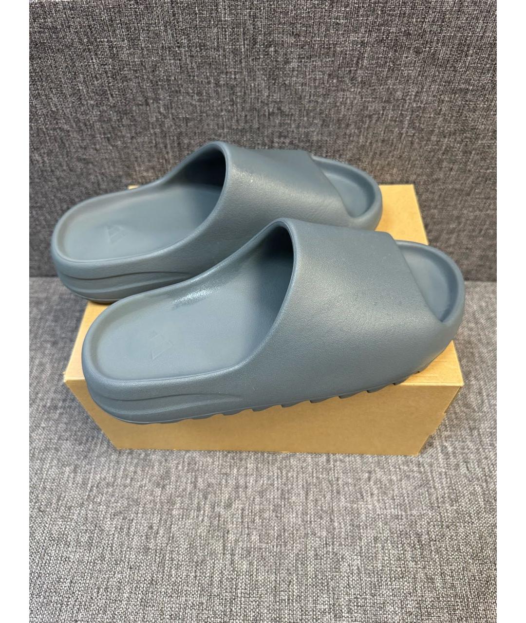 ADIDAS YEEZY Темно-синие резиновые шлепанцы, фото 3