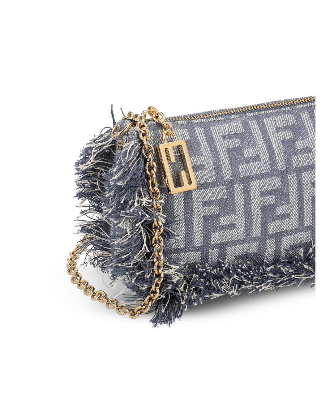 FENDI Синяя жаккардовая сумка через плечо, фото 2