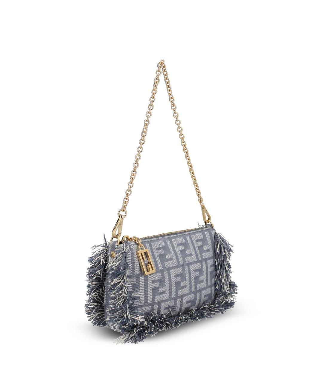 FENDI Синяя жаккардовая сумка через плечо, фото 3