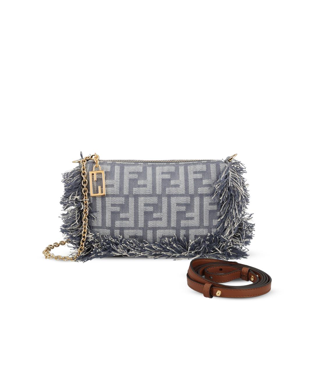 FENDI Синяя жаккардовая сумка через плечо, фото 1