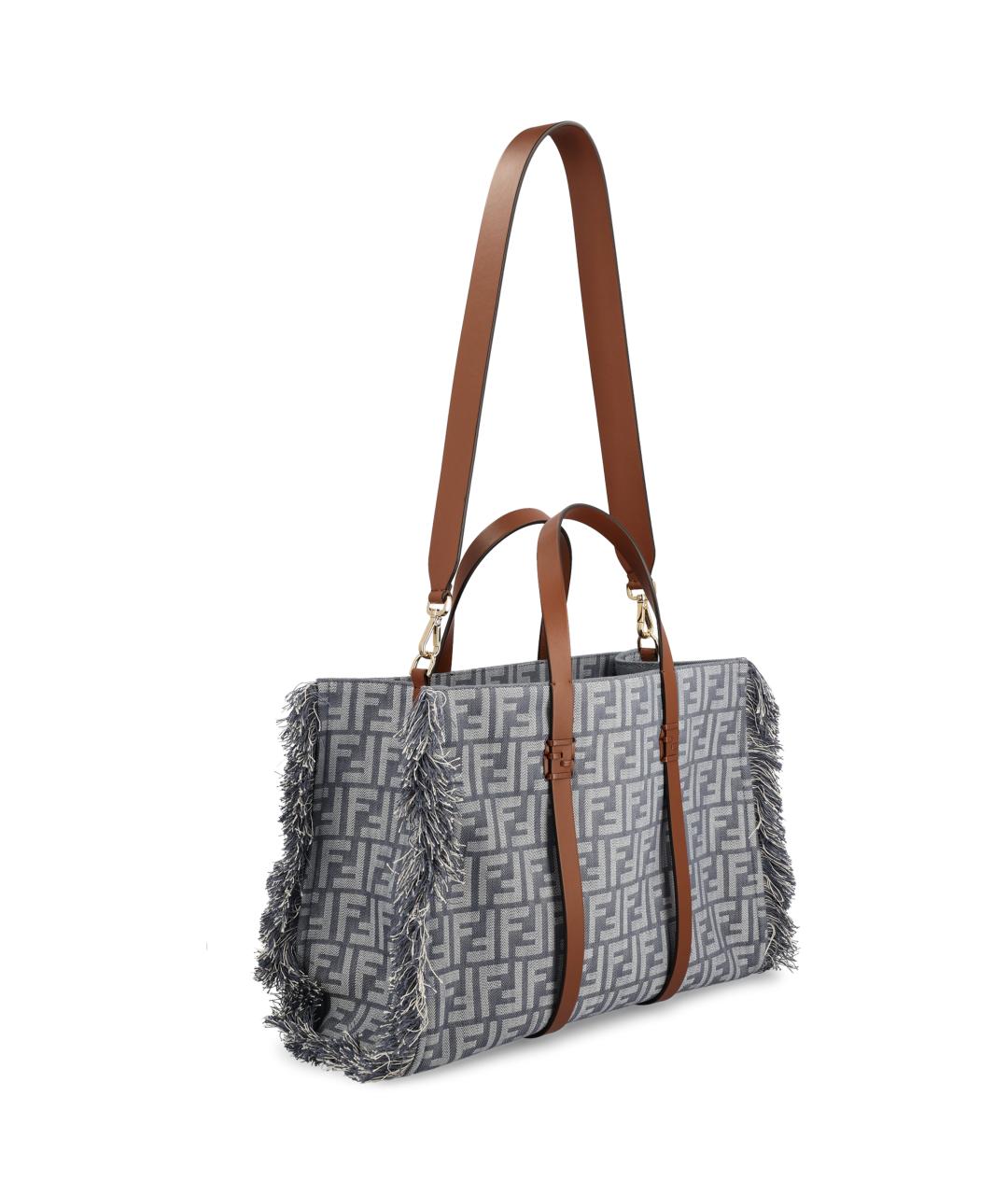 FENDI Синяя жаккардовая сумка тоут, фото 2