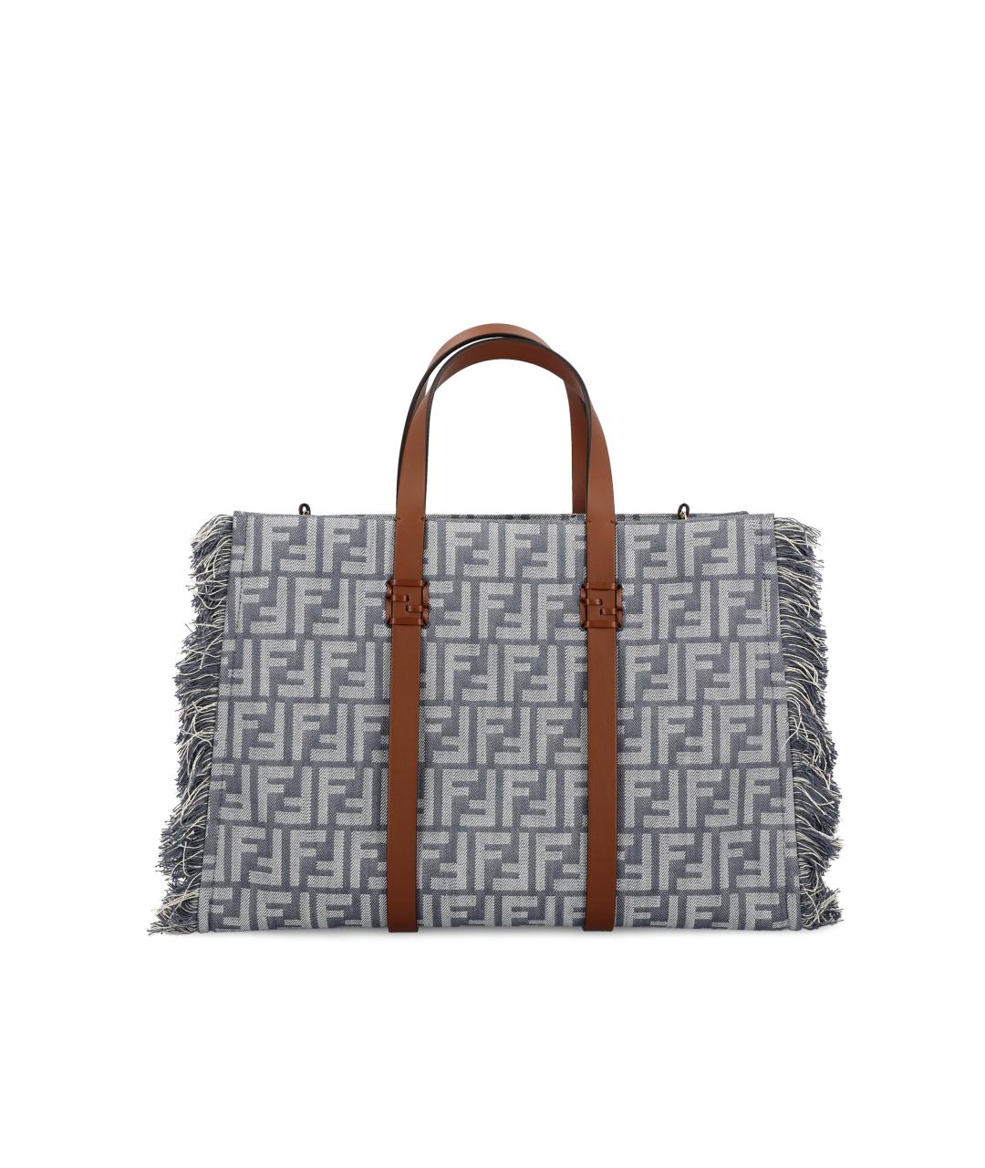 FENDI Синяя жаккардовая сумка тоут, фото 4