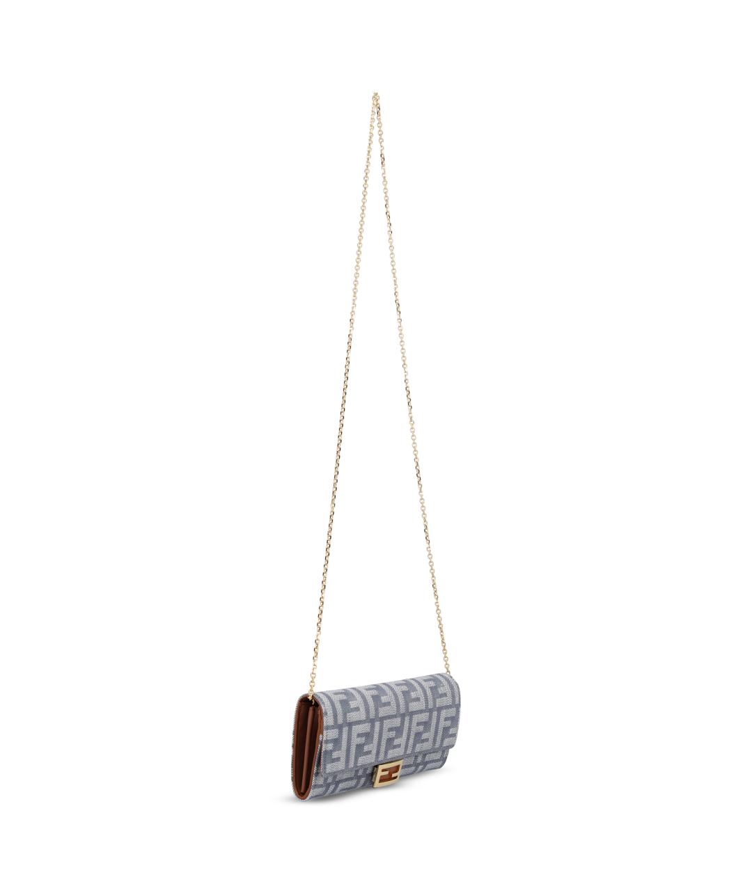 FENDI Синяя жаккардовая сумка через плечо, фото 2