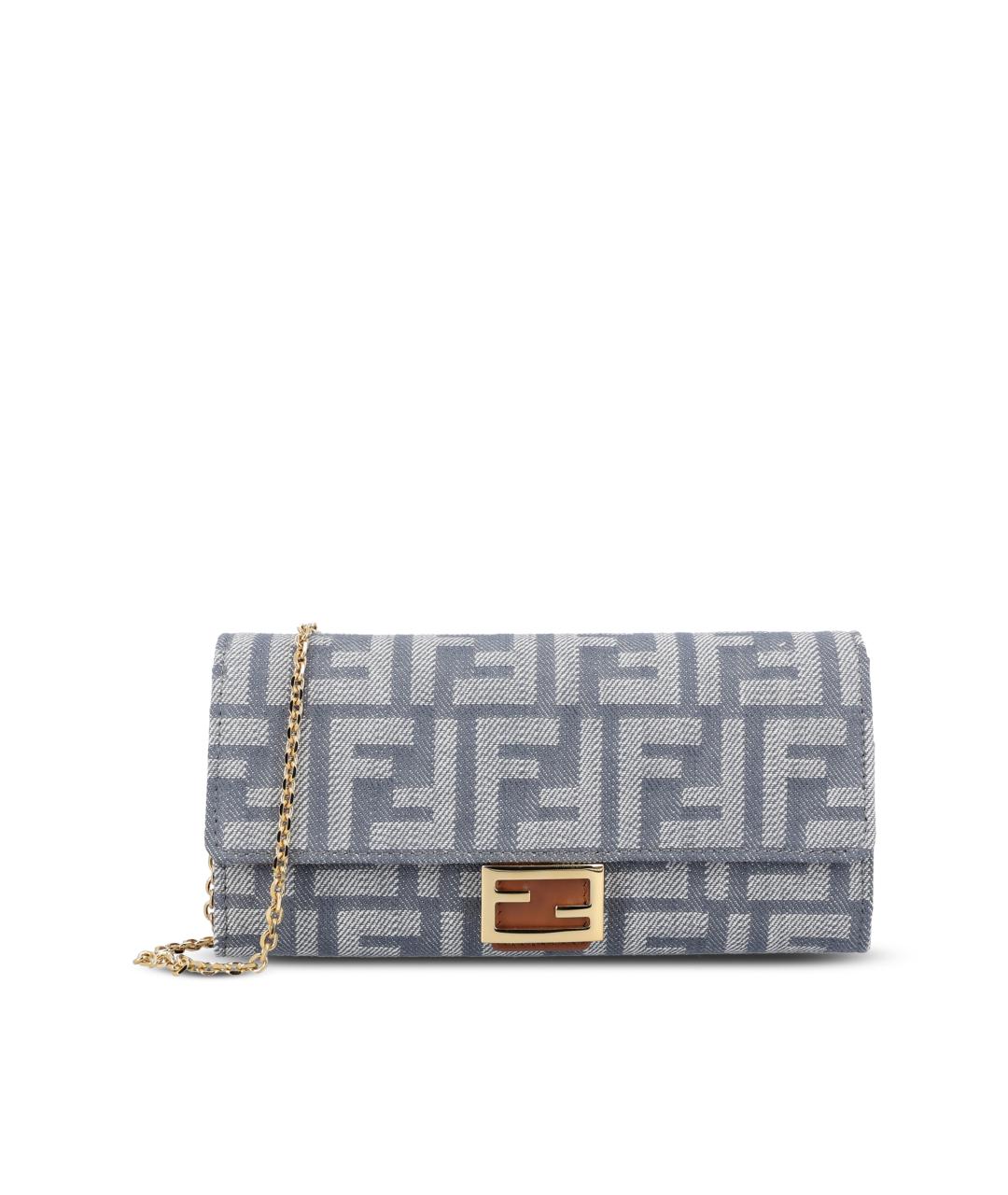 FENDI Синяя жаккардовая сумка через плечо, фото 1