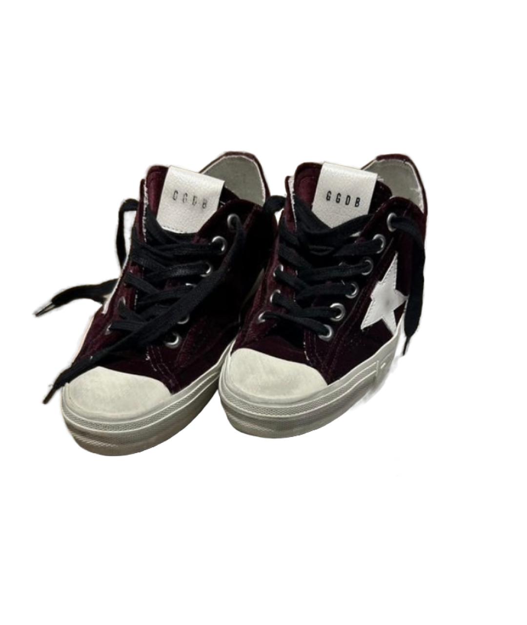 GOLDEN GOOSE DELUXE BRAND Бордовые бархатные кеды, фото 3