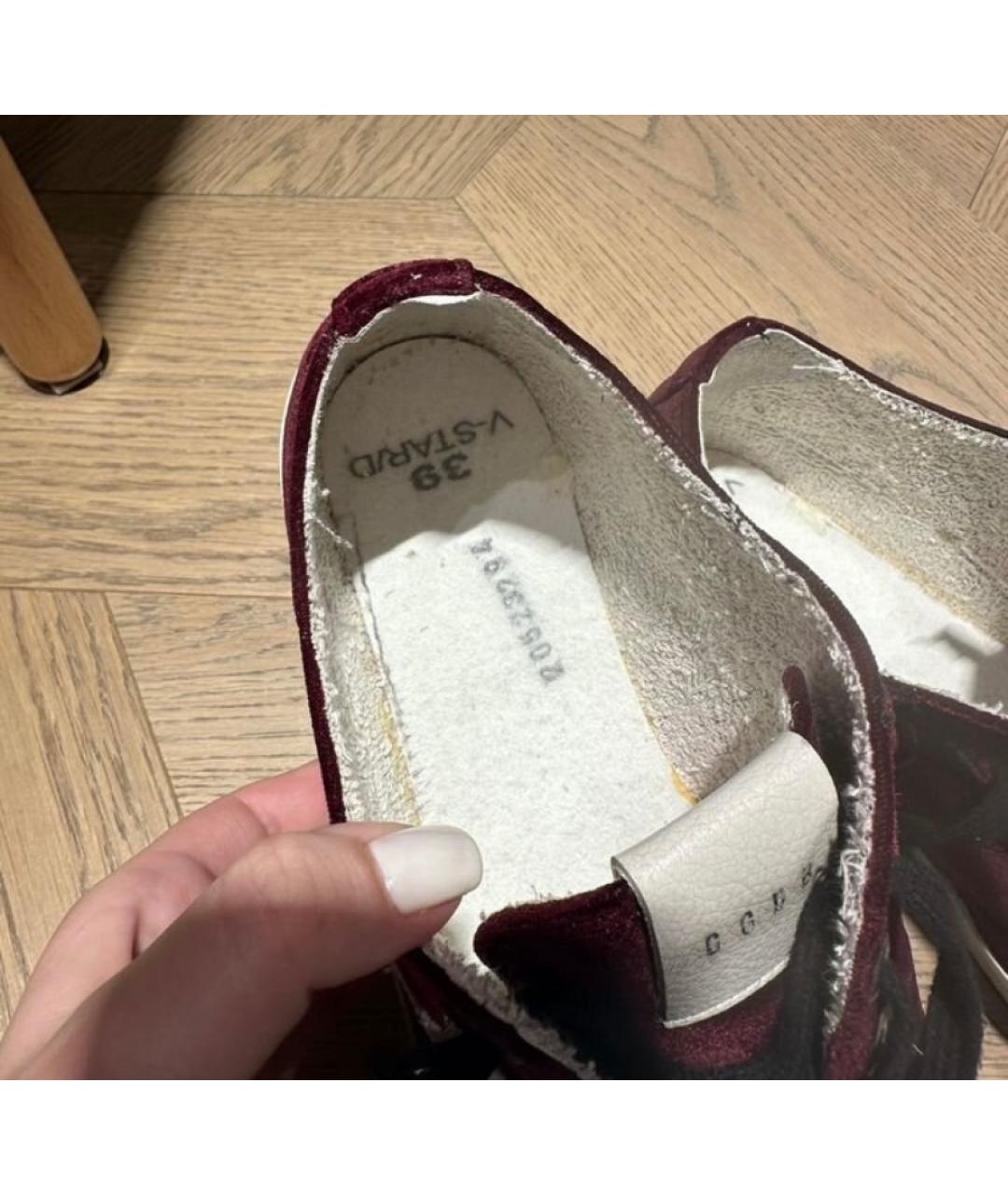 GOLDEN GOOSE DELUXE BRAND Бордовые бархатные кеды, фото 6