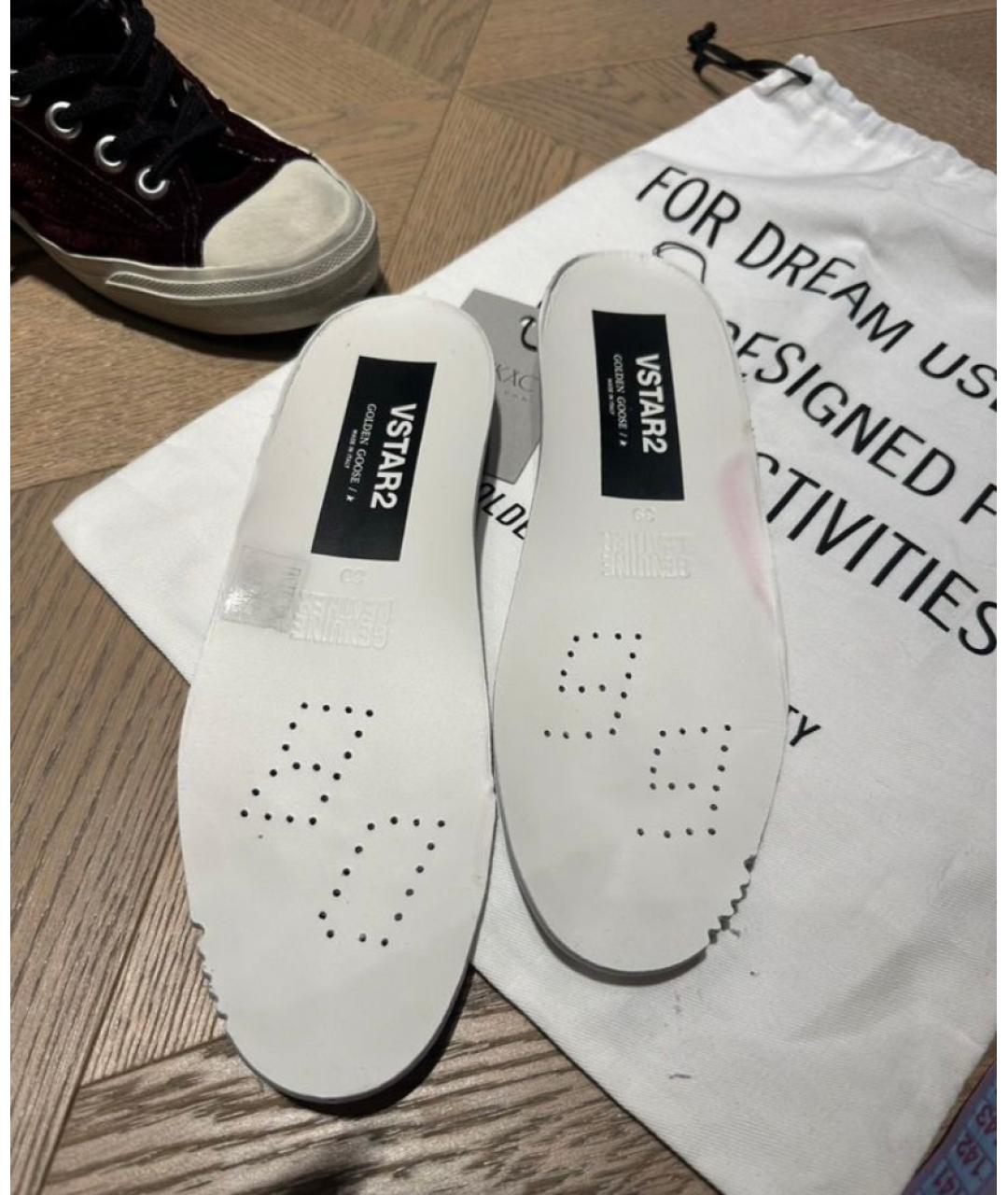GOLDEN GOOSE DELUXE BRAND Бордовые бархатные кеды, фото 5
